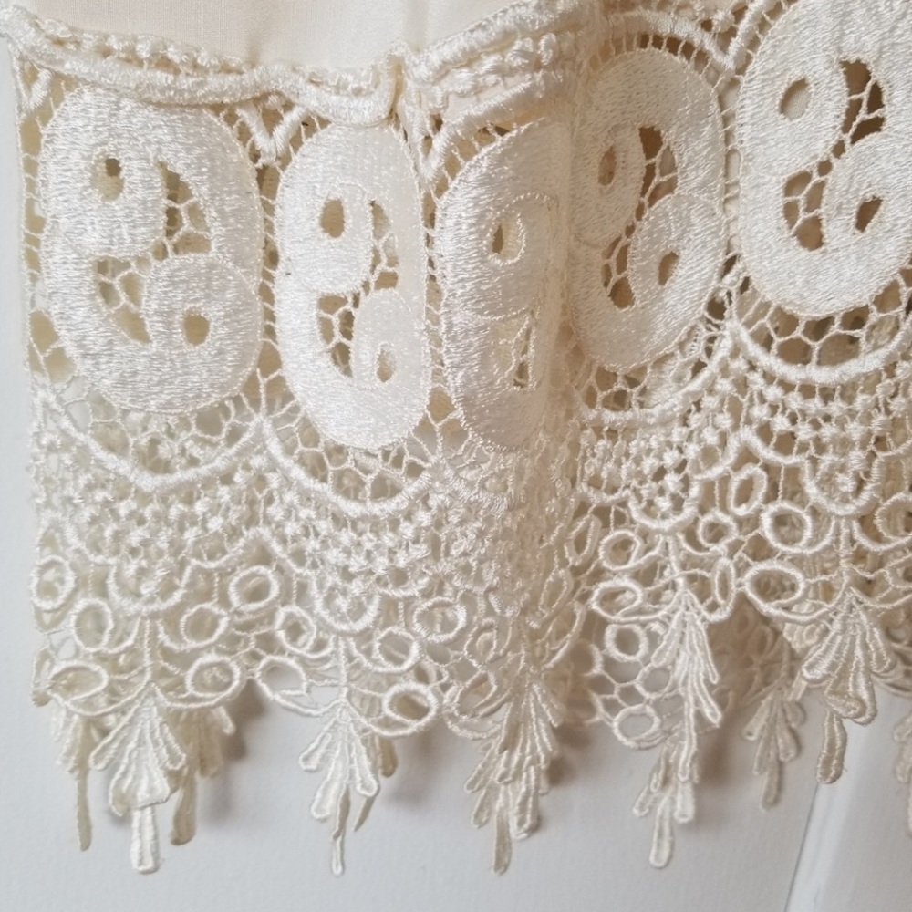 Stone Cold Fox Jade Mini Dress White Silk Embroidered Lace Babydoll Button RARE - Picture 10 of 14